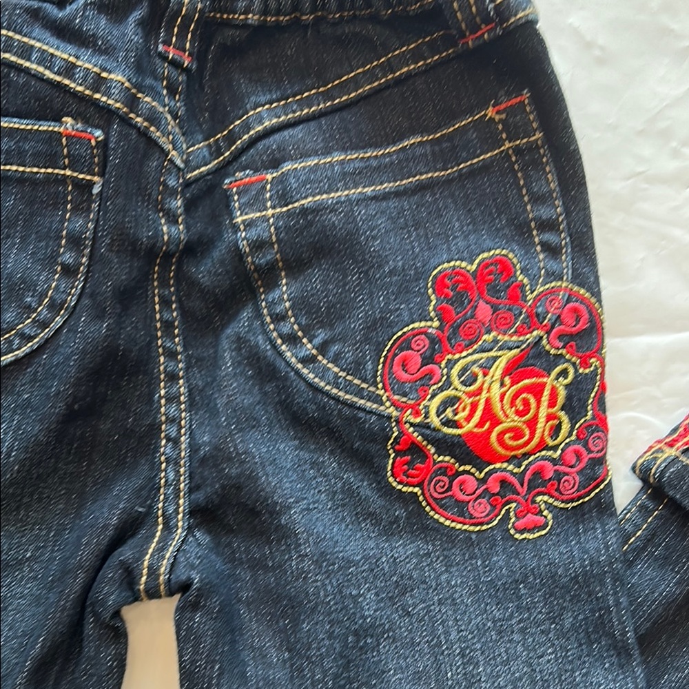 EXCELLENT!!Apple Bottoms Dark deim and Red Jeans with Tartan Patches size 5 - Picture 6 of 11